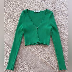 Zara green cardigan M